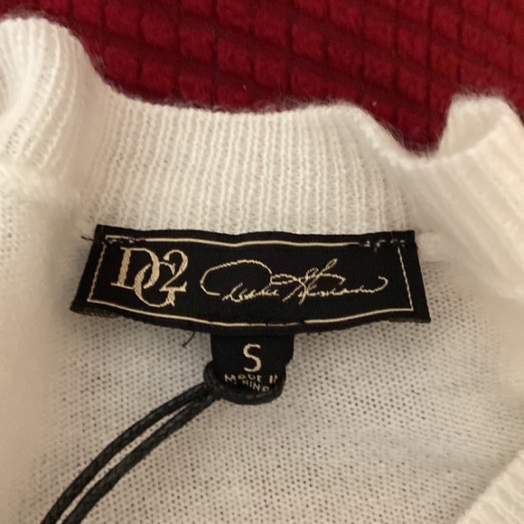 DG2 by Diane Gilman Asymmetrical Top Pullover Sweater Ivory S NWT - Picture 7 of 9